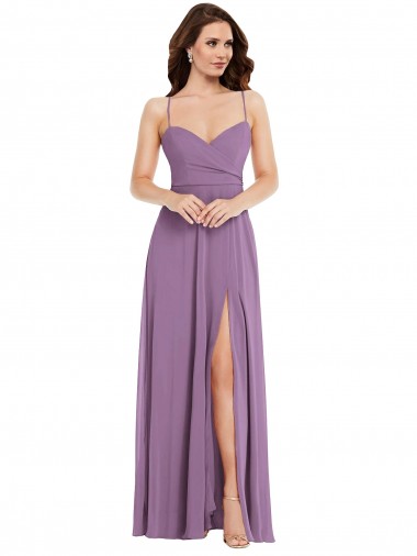 Soft Chiffon Low Back Long Spaghetti Straps A-Line Bridesmaid Dress / Formal Dress Plymouth