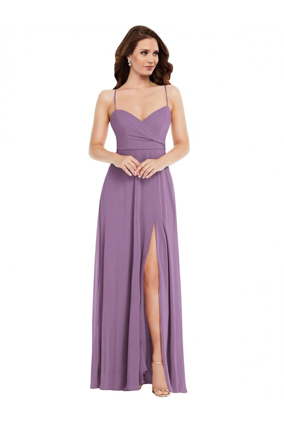 Soft Chiffon Low Back Long Spaghetti Straps A-Line Bridesmaid Dress / Formal Dress Plymouth