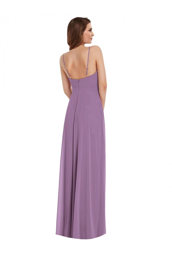 Soft Chiffon Low Back Long Spaghetti Straps A-Line Bridesmaid Dress / Formal Dress Plymouth