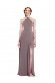 Soft Chiffon Low Back Long Halter Neck A-Line Formal Evening Gown / Bridesmaid Dress Plymouth