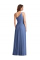 Soft Chiffon Long One Shoulder Windsor Blue A-Line Formal Evening Gown / Bridesmaid Dress Plymouth