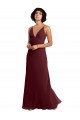 Soft Chiffon V-Back Long V-Neck Burgundy Gold A-Line Bridesmaid Dress / Formal Dress Plymouth