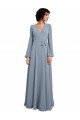 Soft Chiffon Long V-Neck Dusty Blue A-Line Bridesmaid Dress / Formal Dress Plymouth