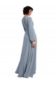 Soft Chiffon Long V-Neck Dusty Blue A-Line Bridesmaid Dress / Formal Dress Plymouth