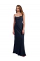 Soft Chiffon Open Back Long Spaghetti Straps Dark Navy A-Line Evening Dress / Bridesmaid Dress Plymouth