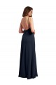 Soft Chiffon Open Back Long Spaghetti Straps Dark Navy A-Line Evening Dress / Bridesmaid Dress Plymouth