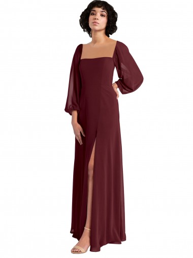 Chiffon Long Square Neck A-Line Bridesmaid Dress / Evening Dress Plymouth