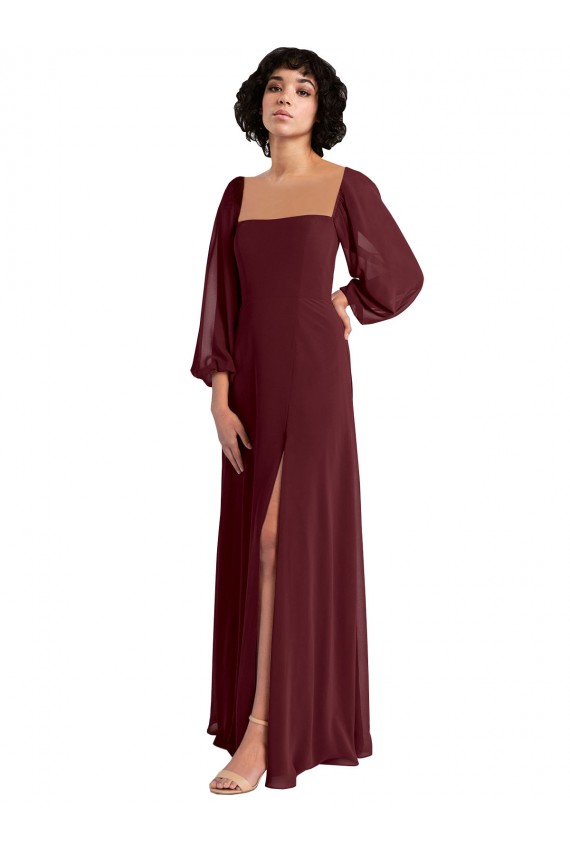 Chiffon Long Square Neck A-Line Bridesmaid Dress / Evening Dress Plymouth