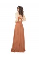 Soft Chiffon Keyhole Back Long V-Neck Rosewood A-Line Bridesmaid Dress Plymouth