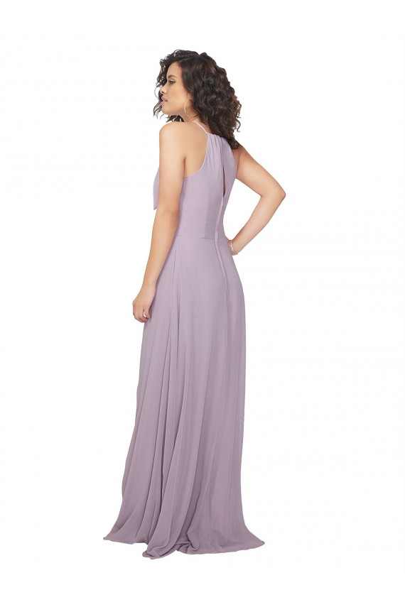 Chiffon Keyhole Back Long Halter Neck Pink Glow A-Line Bridesmaid Dress / Evening Dress Plymouth