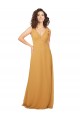 Soft Chiffon Keyhole Back Sleeveless V-Neck Saffron A-Line Bridesmaid Dress Plymouth