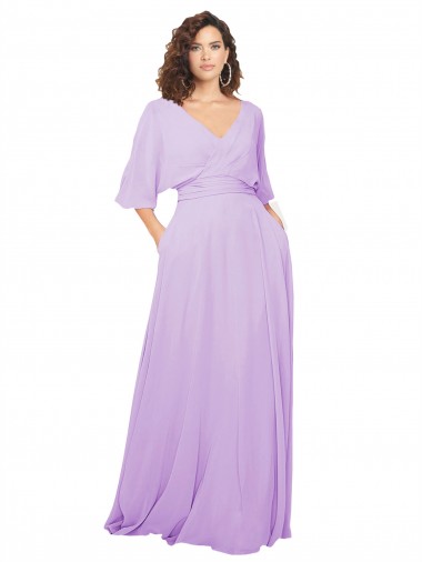 Lxue Chiffon Low Back Long V-Neck A-Line Bridesmaid Dress Plymouth
