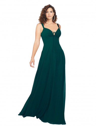 Soft Chiffon Low Back Long V-Neck Hunter A-Line Bridesmaid Dress Plymouth