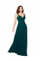 Soft Chiffon Low Back Long V-Neck Hunter A-Line Bridesmaid Dress Plymouth