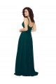 Soft Chiffon Low Back Long V-Neck Hunter A-Line Bridesmaid Dress Plymouth