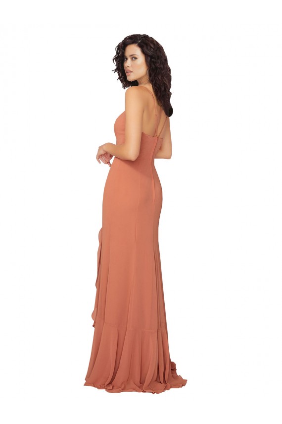 Soft Chiffon V-Back Long Square Neck A-Line Bridesmaid Dress Plymouth