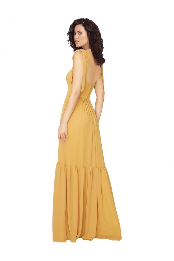 Soft Chiffon Long Square Neck Saffron A-Line Bridesmaid Dress Plymouth
