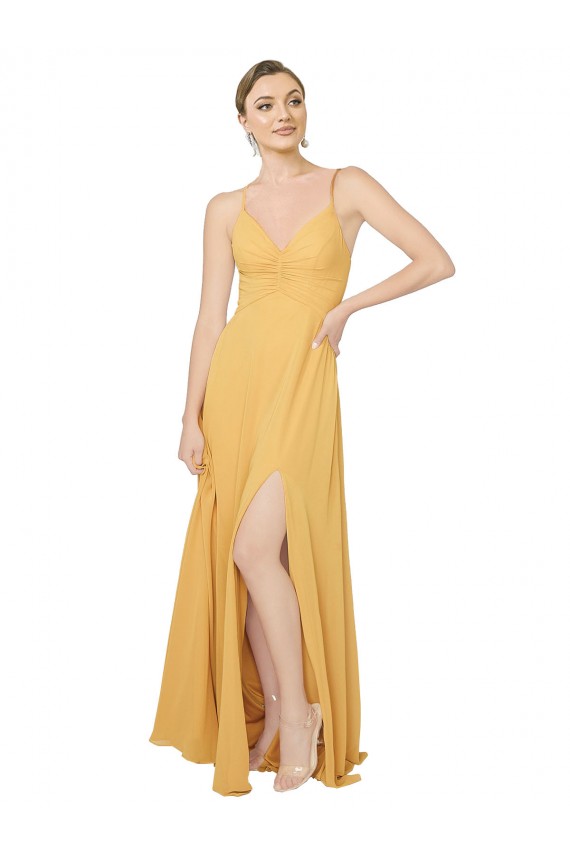 Chiffon Open Back Long V-Neck A-Line Bridesmaid Dress / Evening Dress Plymouth