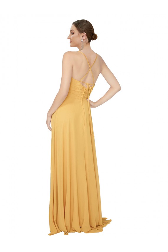 Chiffon Open Back Long V-Neck A-Line Bridesmaid Dress / Evening Dress Plymouth