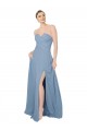 Chiffon Low Back Long Sweetheart Dusty Blue A-Line Bridesmaid Dress / Evening Dress Plymouth