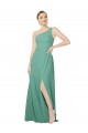 Soft Chiffon Long One Shoulder Icelandic Silver A-Line Bridesmaid Dress Plymouth