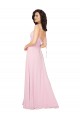 Soft Chiffon V-Back Long V-Neck Barely Pink A-Line Bridesmaid Dress Plymouth