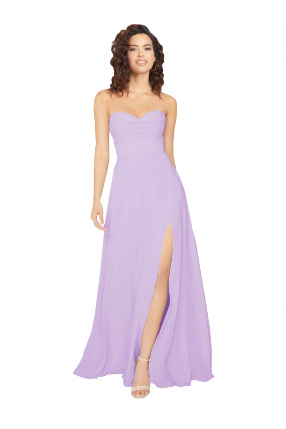 Chiffon Low Back Long Sweetheart Lilac A-Line Bridesmaid Dress / Evening Dress Plymouth