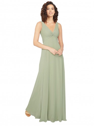 Chiffon V-Back Long V-Neck A-Line Bridesmaid Dress / Evening Dress Plymouth