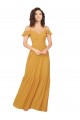 Soft Chiffon Keyhole Back Long V-Neck Saffron A-Line Bridesmaid Dress Plymouth