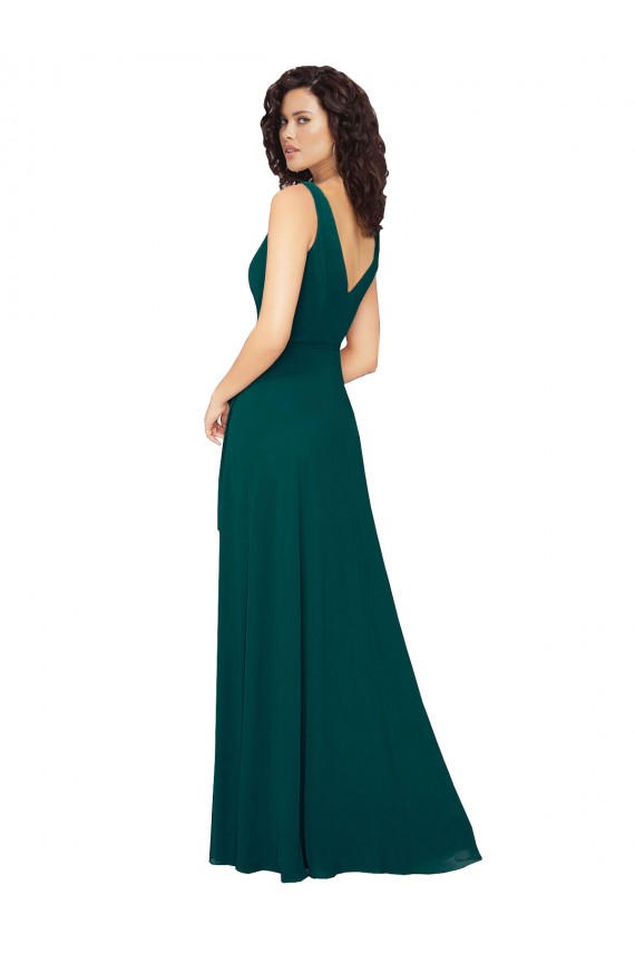 Chiffon V-Back Long V-Neck Hunter A-Line Evening Gowns / Bridesmaid Dresses Plymouth