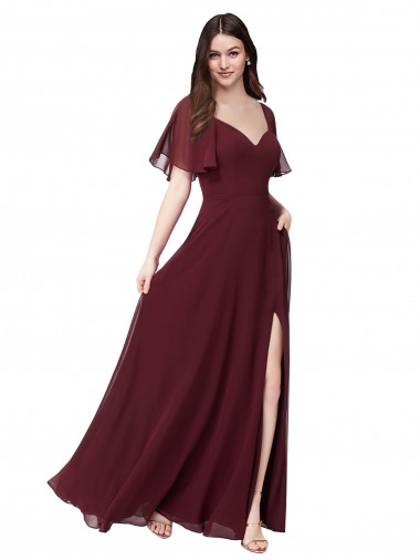 Soft Chiffon Keyhole Back Long Sweetheart A-Line Formal Dress / Bridesmaid Dress Plymouth