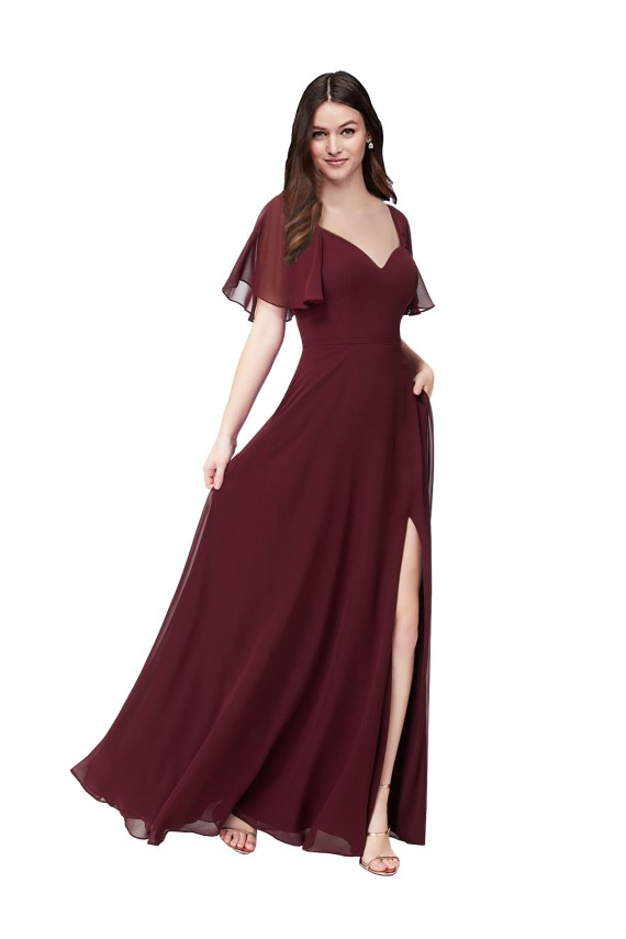 Soft Chiffon Keyhole Back Long Sweetheart A-Line Formal Dress / Bridesmaid Dress Plymouth
