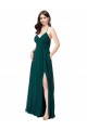 Chiffon Criss Cross Back Long V-Neck A-Line Wedding Party Dress Plymouth