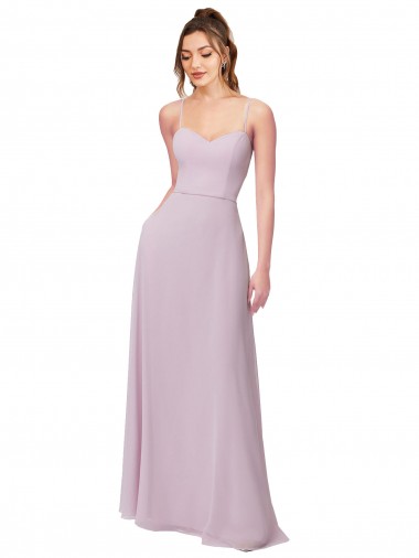 Soft Chiffon Long Sweetheart Pink Glow A-Line Bridesmaid Dress Plymouth