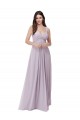 Soft Chiffon Low Back Long V-Neck Pink Glow A-Line Bridesmaid Dress Plymouth
