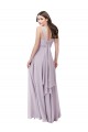 Soft Chiffon Low Back Long V-Neck Pink Glow A-Line Bridesmaid Dress Plymouth