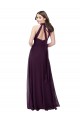 Soft Chiffon Keyhole Back Long Halter Neck Grape A-Line Bridesmaid Dress Plymouth