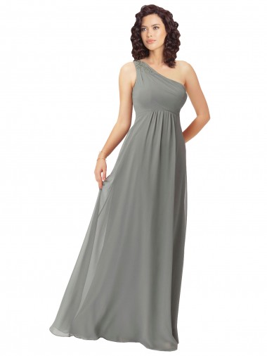 Soft Chiffon Long One Shoulder Wisteria A-Line Bridesmaid Dress Plymouth