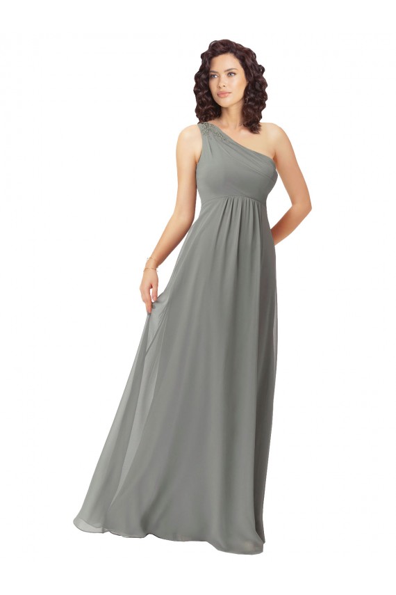 Soft Chiffon Long One Shoulder Wisteria A-Line Bridesmaid Dress Plymouth