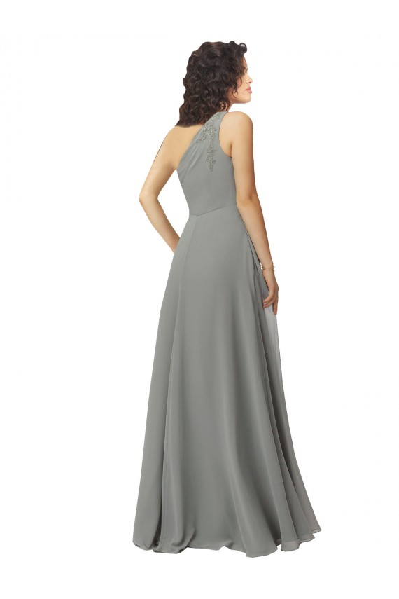 Soft Chiffon Long One Shoulder Wisteria A-Line Bridesmaid Dress Plymouth