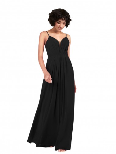 Soft Chiffon Criss Cross Open Back Long V-Neck Column Formal Evening Gown / Bridesmaid Dress Plymouth