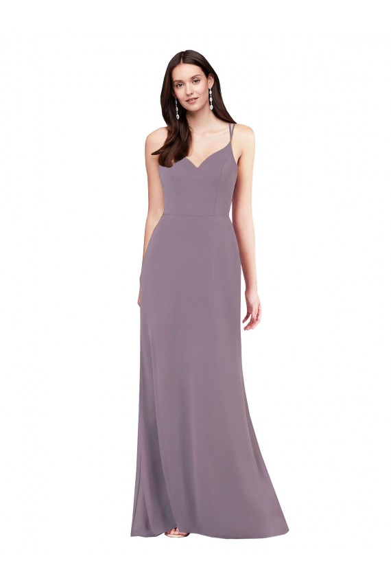 Soft Chiffon Criss Cross Open Back Long Sweetheart Column Formal Evening Gown / Bridesmaid Dress Plymouth