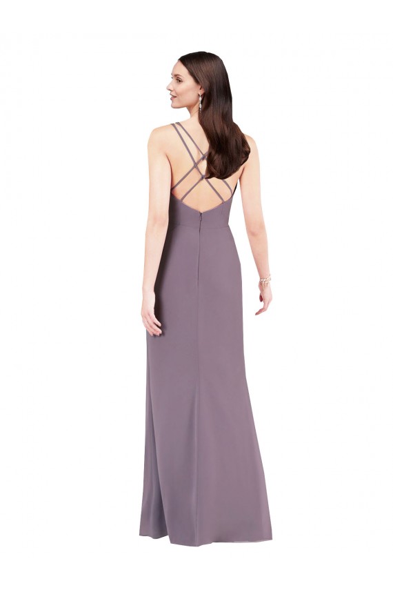 Soft Chiffon Criss Cross Open Back Long Sweetheart Column Formal Evening Gown / Bridesmaid Dress Plymouth