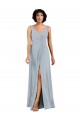 Soft Chiffon Low Back Long V-Neck Column Bridesmaid Dress Plymouth