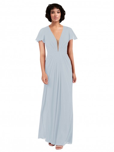 Soft Chiffon Long V-Neck Sea Glass A-Line Bridesmaid Dress / Formal Dress Plymouth