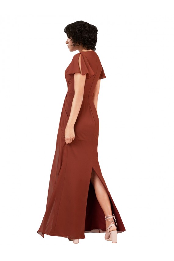 Soft Chiffon Long V-Neck Sea Glass A-Line Bridesmaid Dress / Formal Dress Plymouth