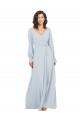 Soft Chiffon Long V-Neck Sea Glass A-Line Formal Dress / Bridesmaid Dress Plymouth