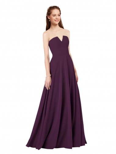 Soft Chiffon Low Back Long Strapless A-Line Formal Dress / Bridesmaid Dress Plymouth