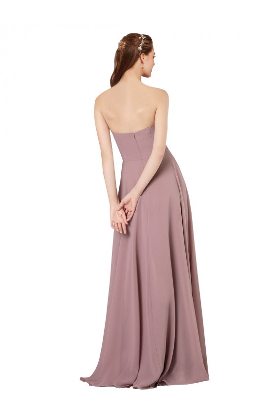 Soft Chiffon Low Back Long Strapless A-Line Formal Dress / Bridesmaid Dress Plymouth