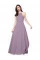 Chiffon Keyhole Back Long Halter Neck Dark Lavender A-Line Bridesmaid Dress / Evening Dress Plymouth